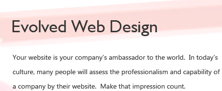 Evolved Web Design - Your website is yoru company's ambassador to the world.